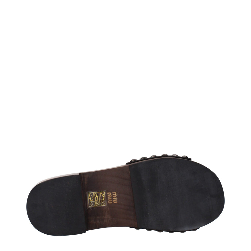Miu Miu Black Leather Slippers