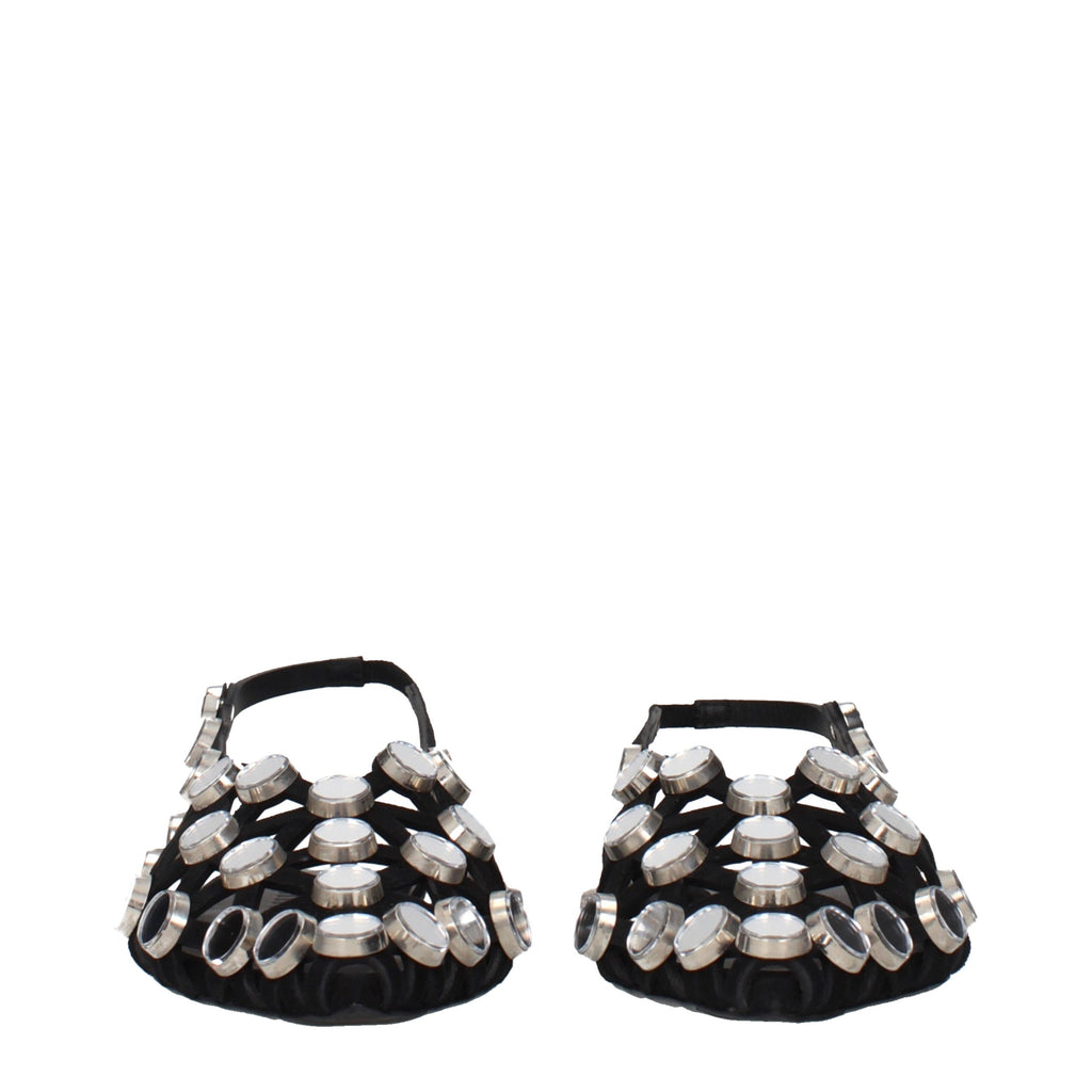 The Attico Black Leather Ballet Flats