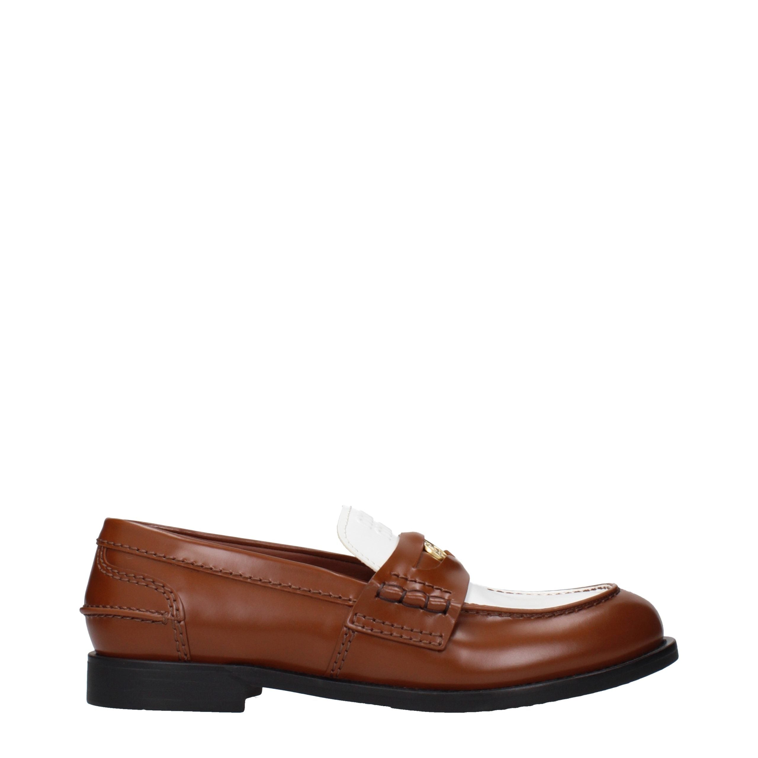 Miu Miu Brown Leather Slip-On Loafers