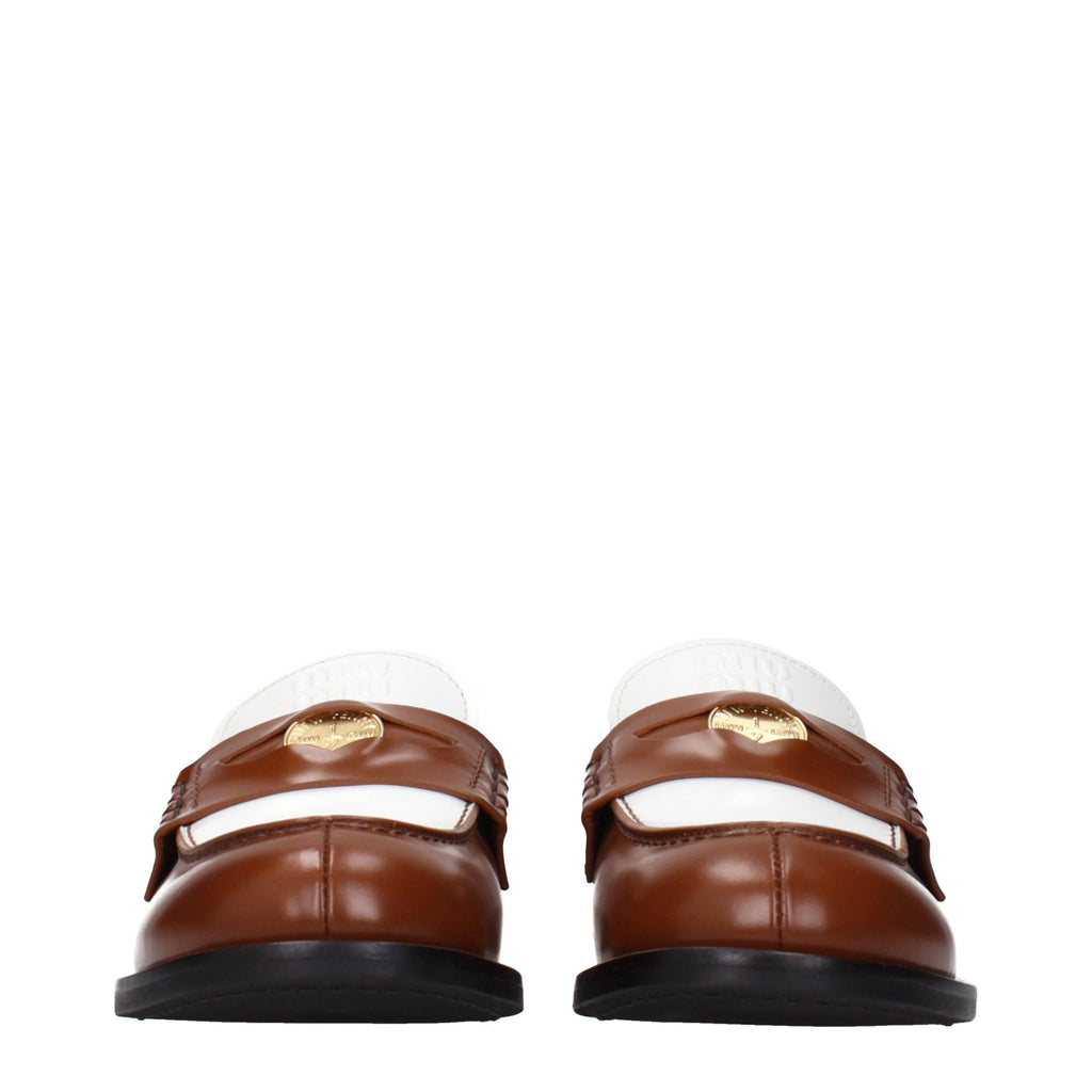 Miu Miu Brown Leather Slip-On Loafers