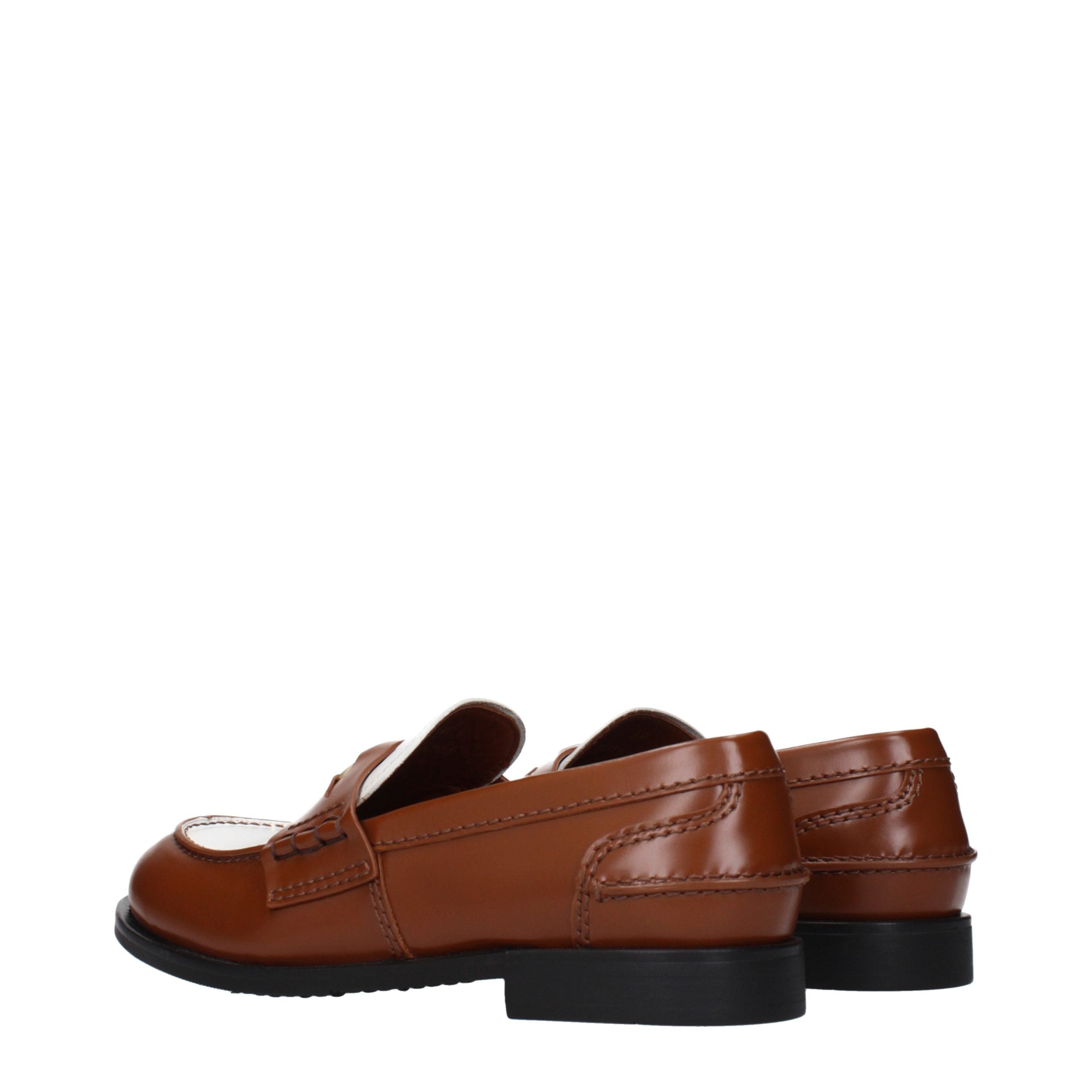 Miu Miu Brown Leather Slip-On Loafers