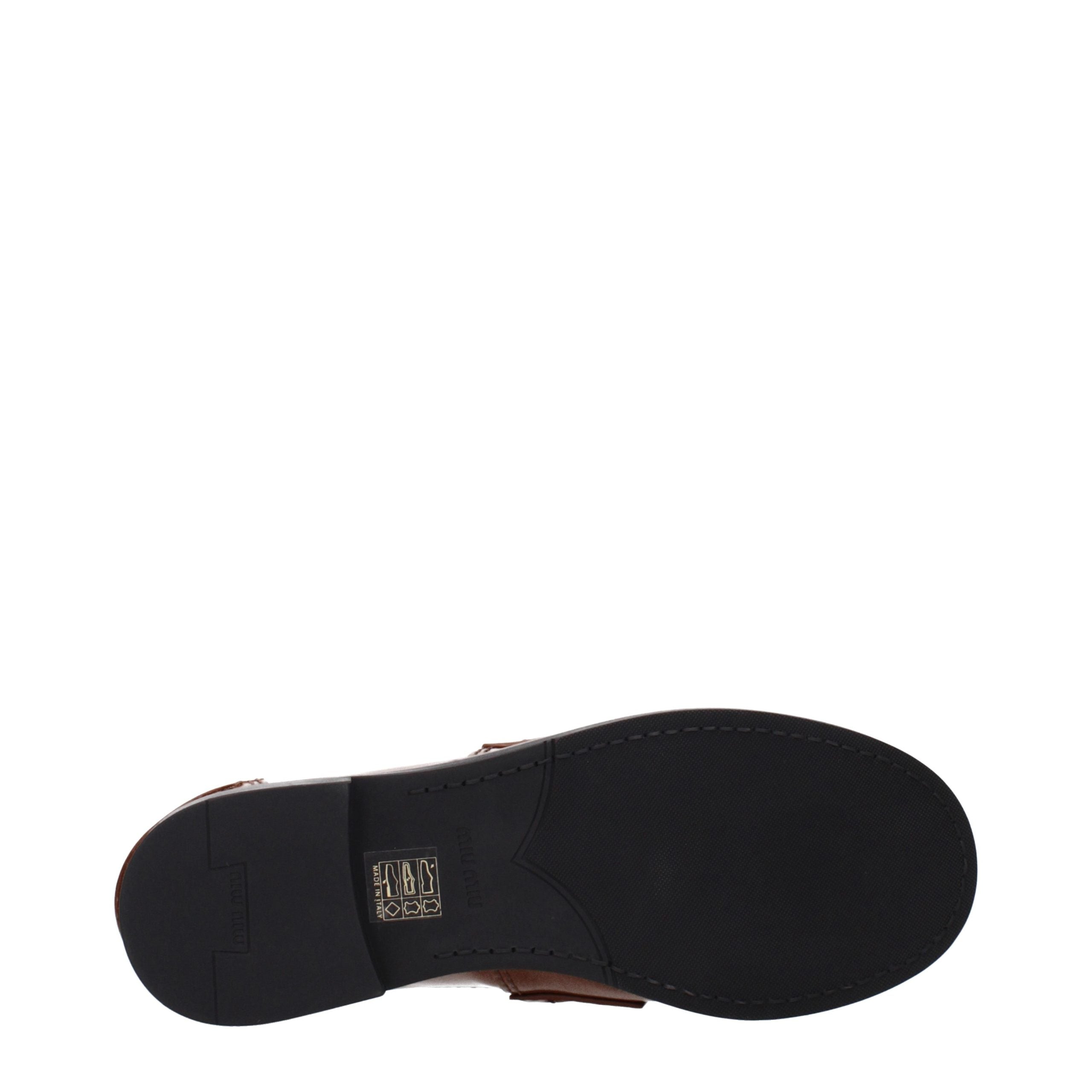 Miu Miu Brown Leather Slip-On Loafers