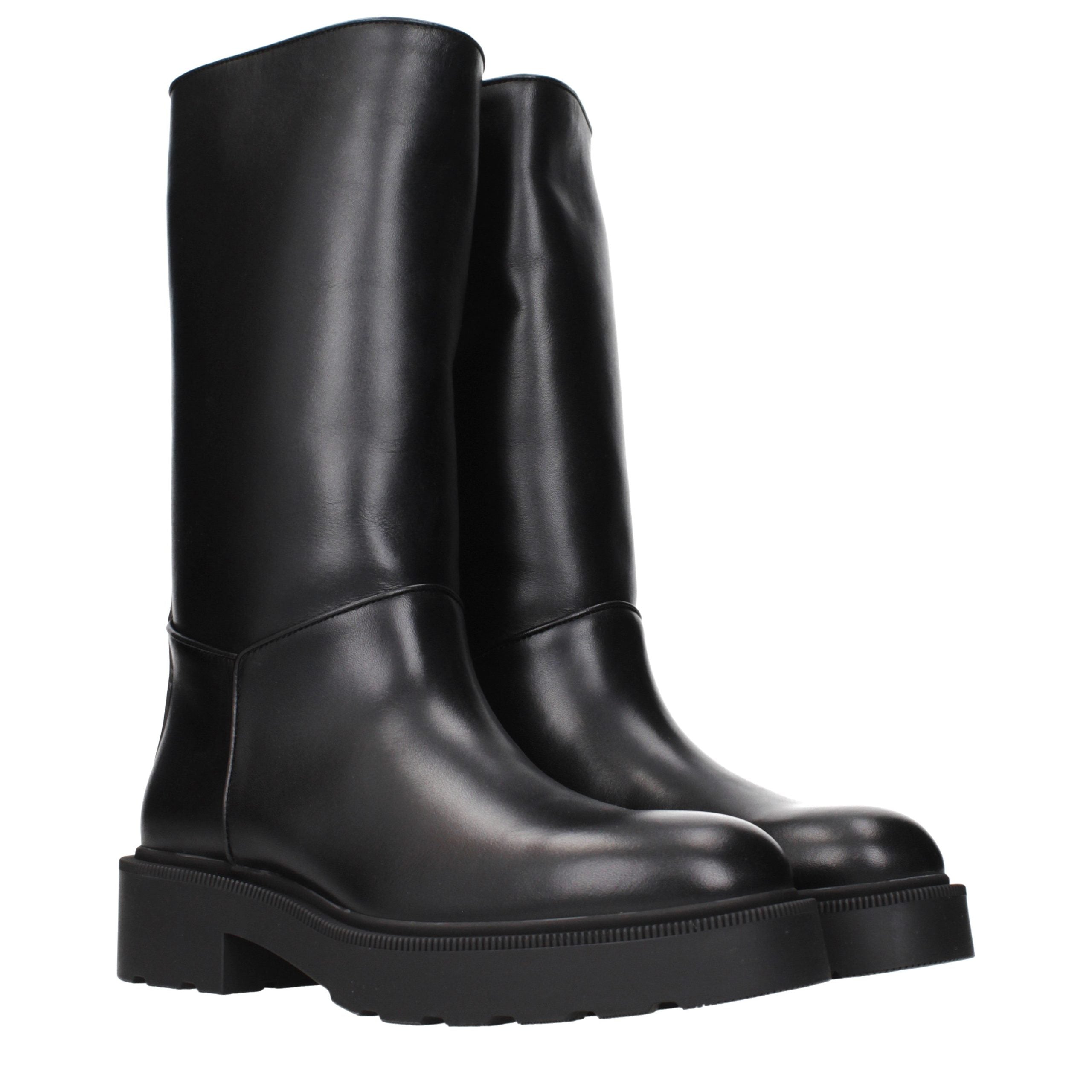 The Row Black Leather Boots