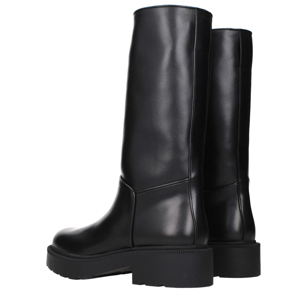The Row Black Leather Boots
