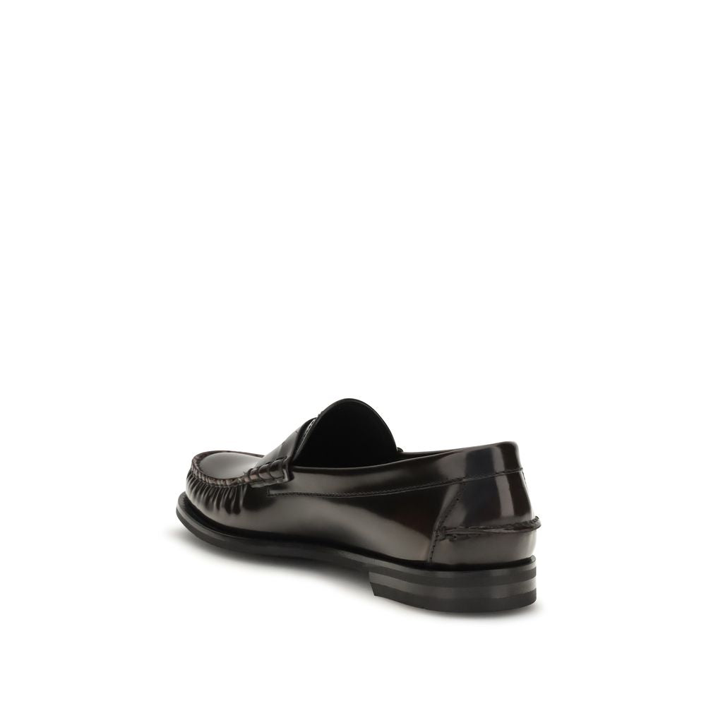 Prada Brown Calf Leather Bos Taurus Slip-On Loafers