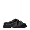 The Attico Black Leather Slippers