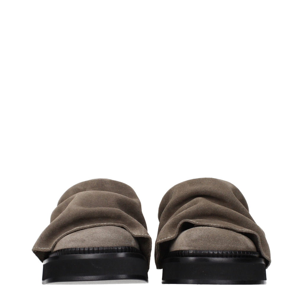 The Attico Gray Leather Slippers