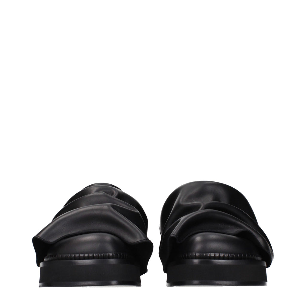 The Attico Black Leather Slippers