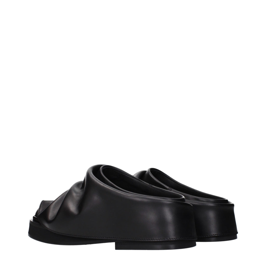 The Attico Black Leather Slippers