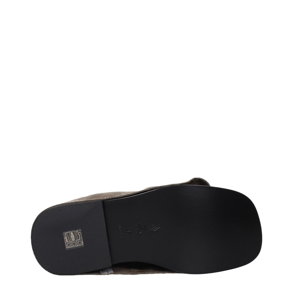 The Attico Gray Leather Slippers