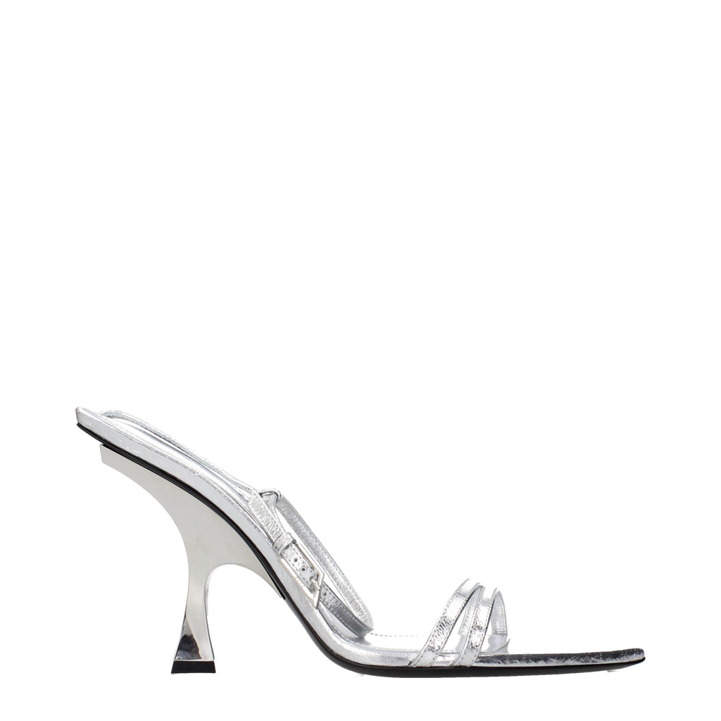 The Attico Gray Leather Stiletto Heel Sandals