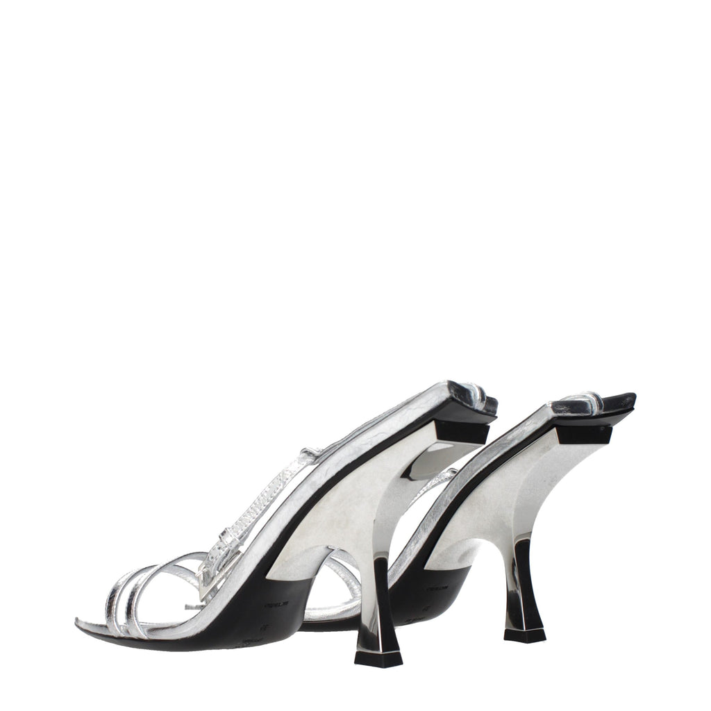 The Attico Gray Leather Stiletto Heel Sandals
