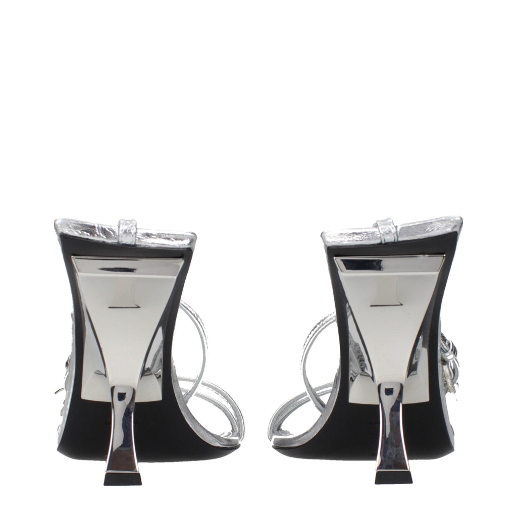 The Attico Gray Leather Stiletto Heel Sandals