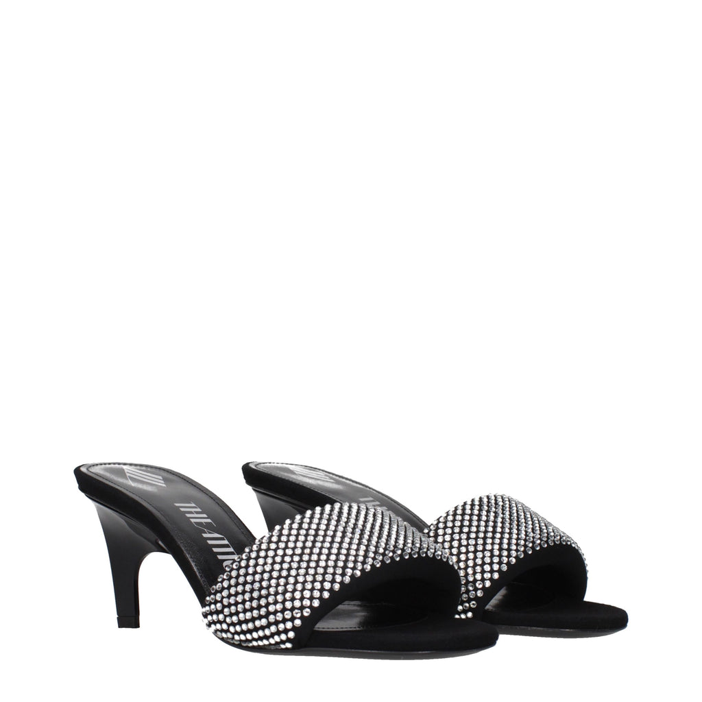 The Attico Black Fabric Stiletto Heel Sandals