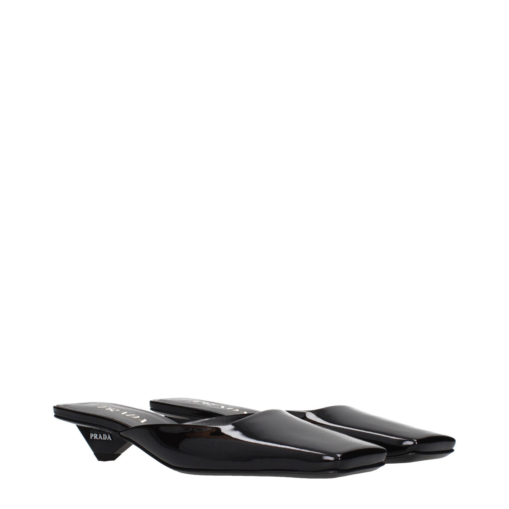 Prada Black Leather Flat Sandals