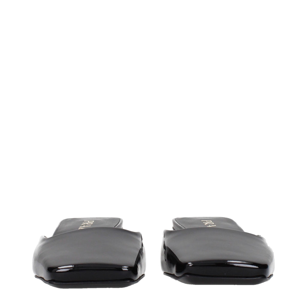Prada Black Leather Flat Sandals