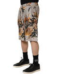 Dolce & Gabbana Beige Floral Print Silk Men Bermuda Shorts
