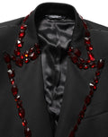 Dolce & Gabbana Black Wool Crystal Embellished 2 Piece Suit