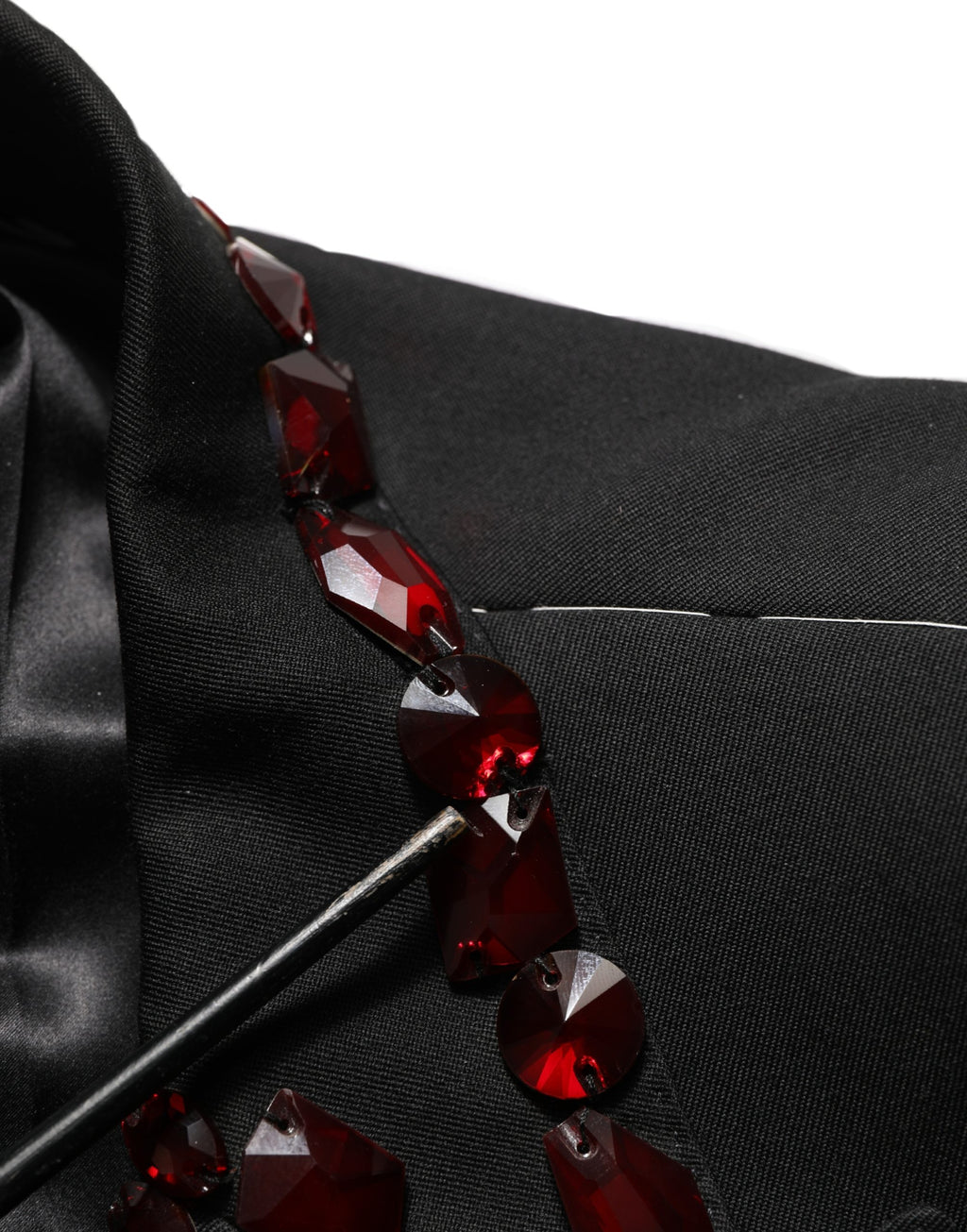 Dolce & Gabbana Black Wool Crystal Embellished 2 Piece Suit