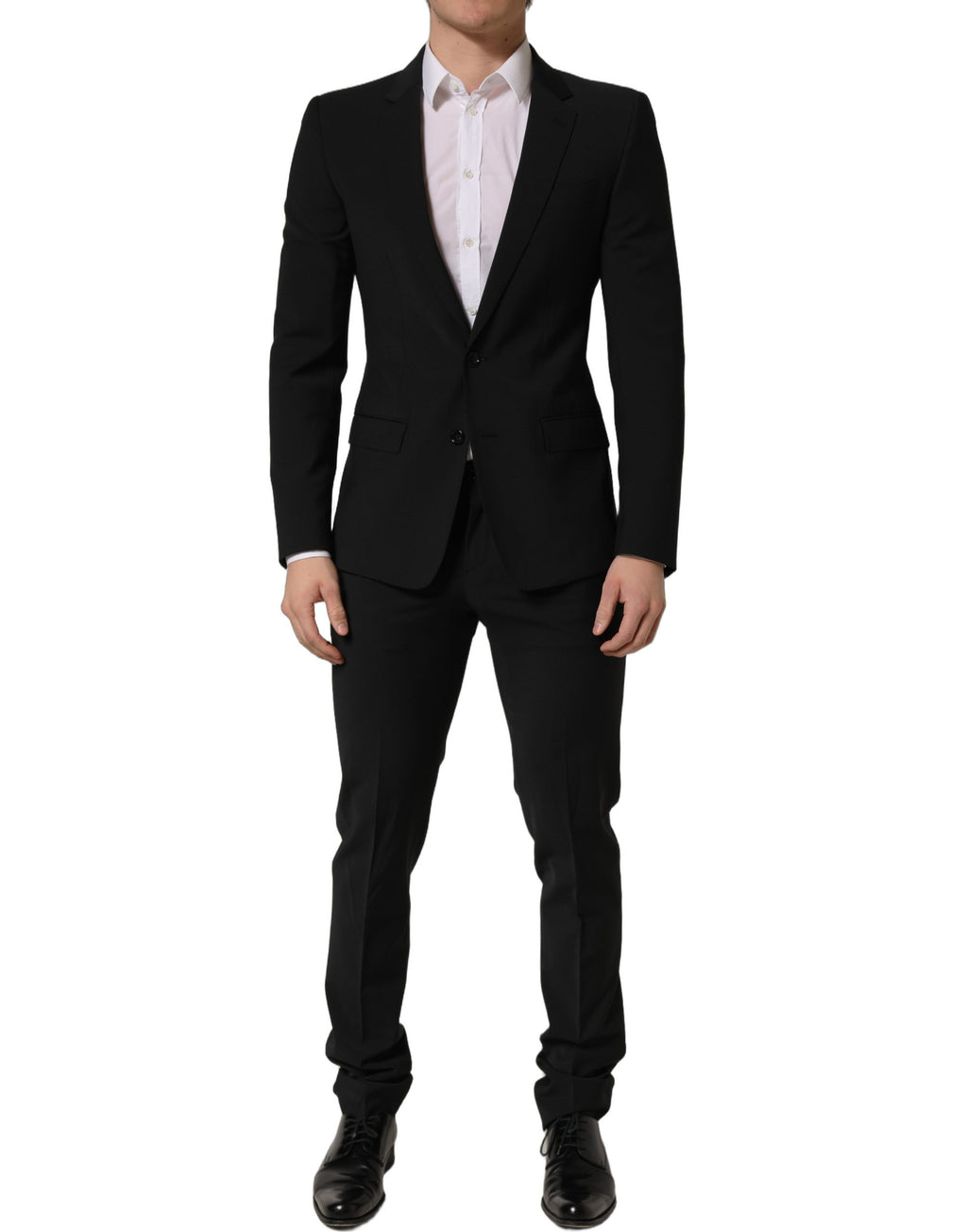 Dolce & Gabbana Black Wool Slim Fit Formal 2 Piece Men Suit
