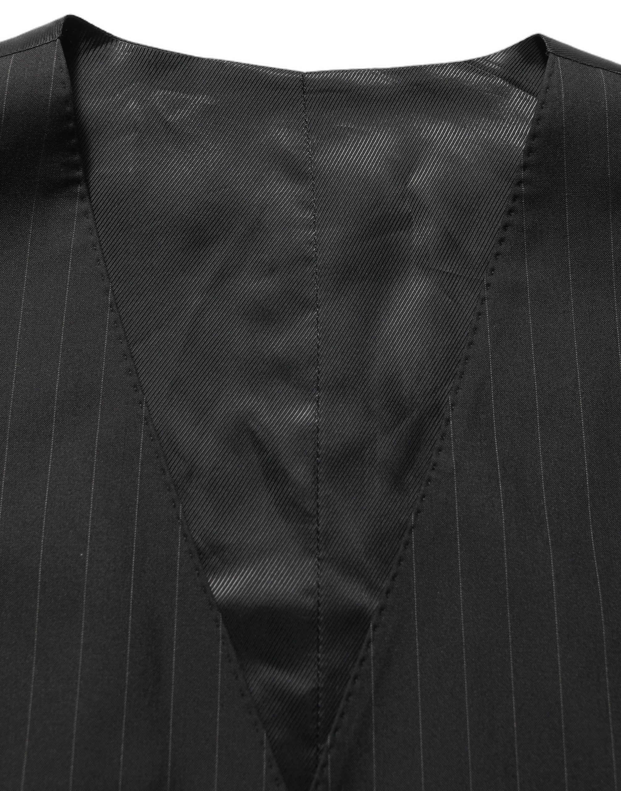 Dolce & Gabbana Dark Gray Stripes Slim Fit Formal 3 Piece Suit