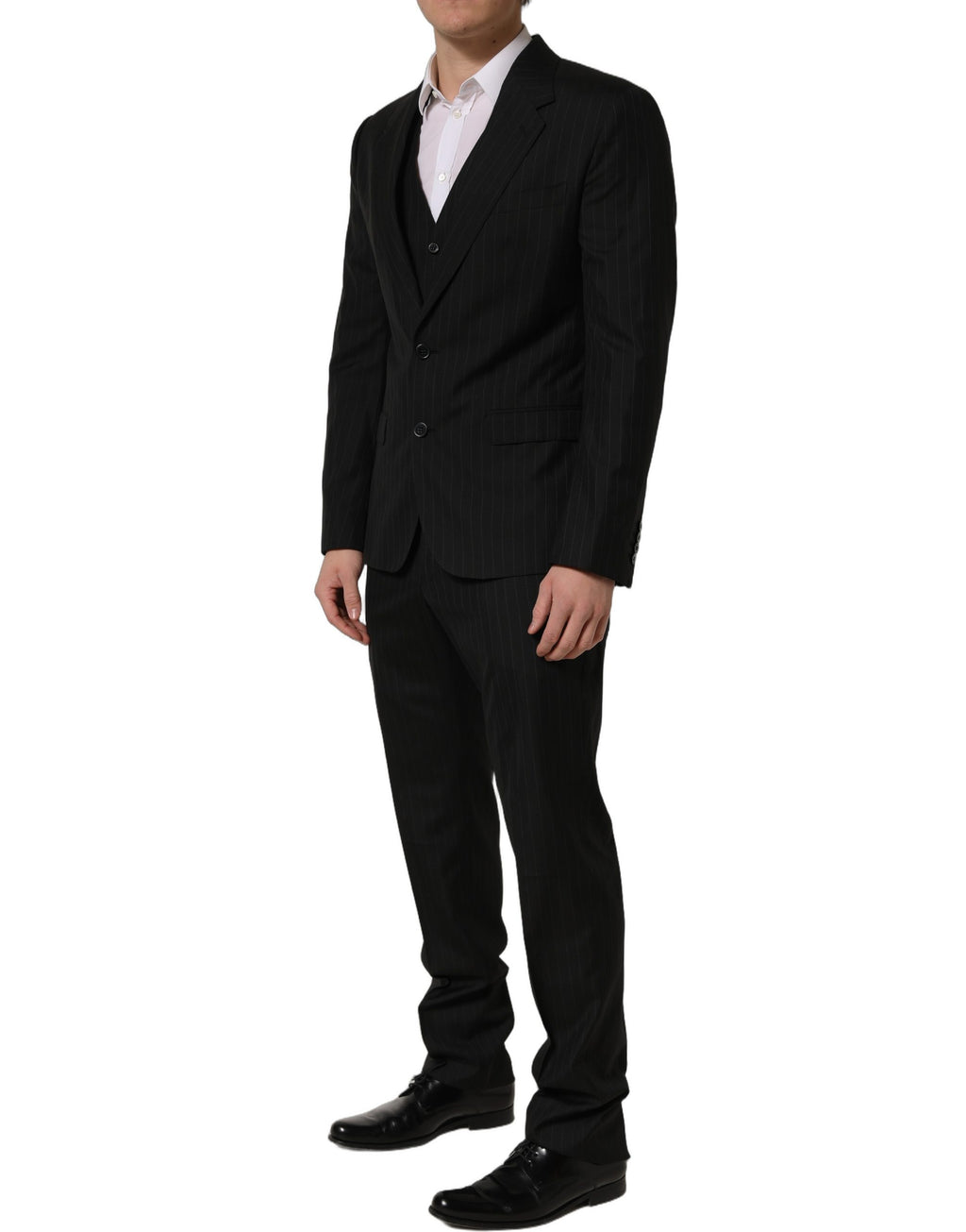 Dolce & Gabbana Dark Gray Stripes Slim Fit Formal 3 Piece Suit