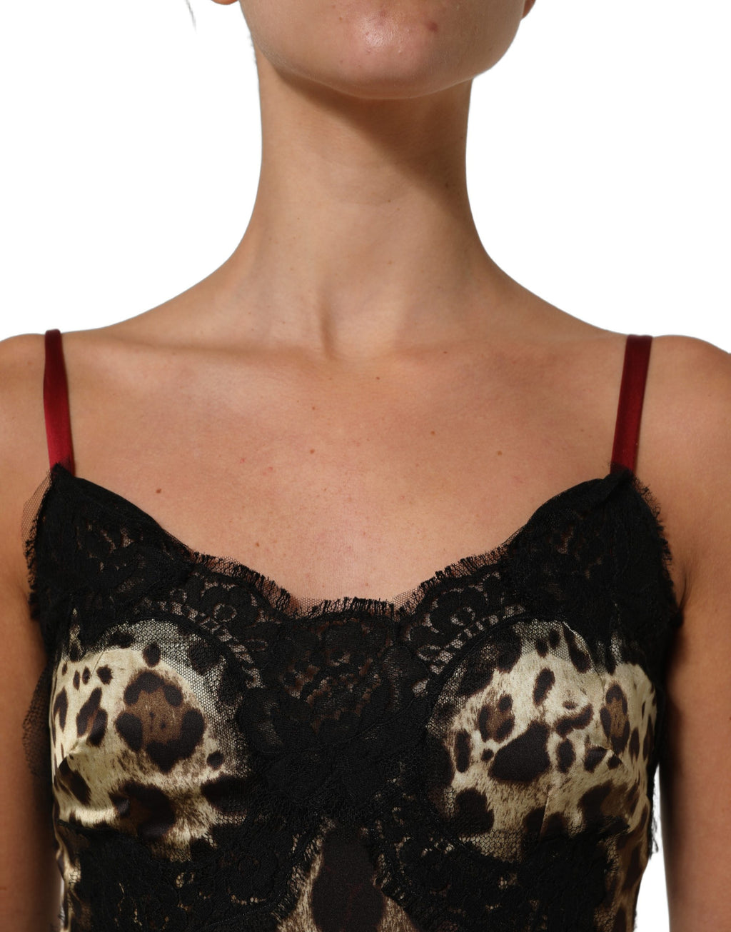 Dolce & Gabbana Multicolor Floral Leopard Silk Lace Trim Mini Dress