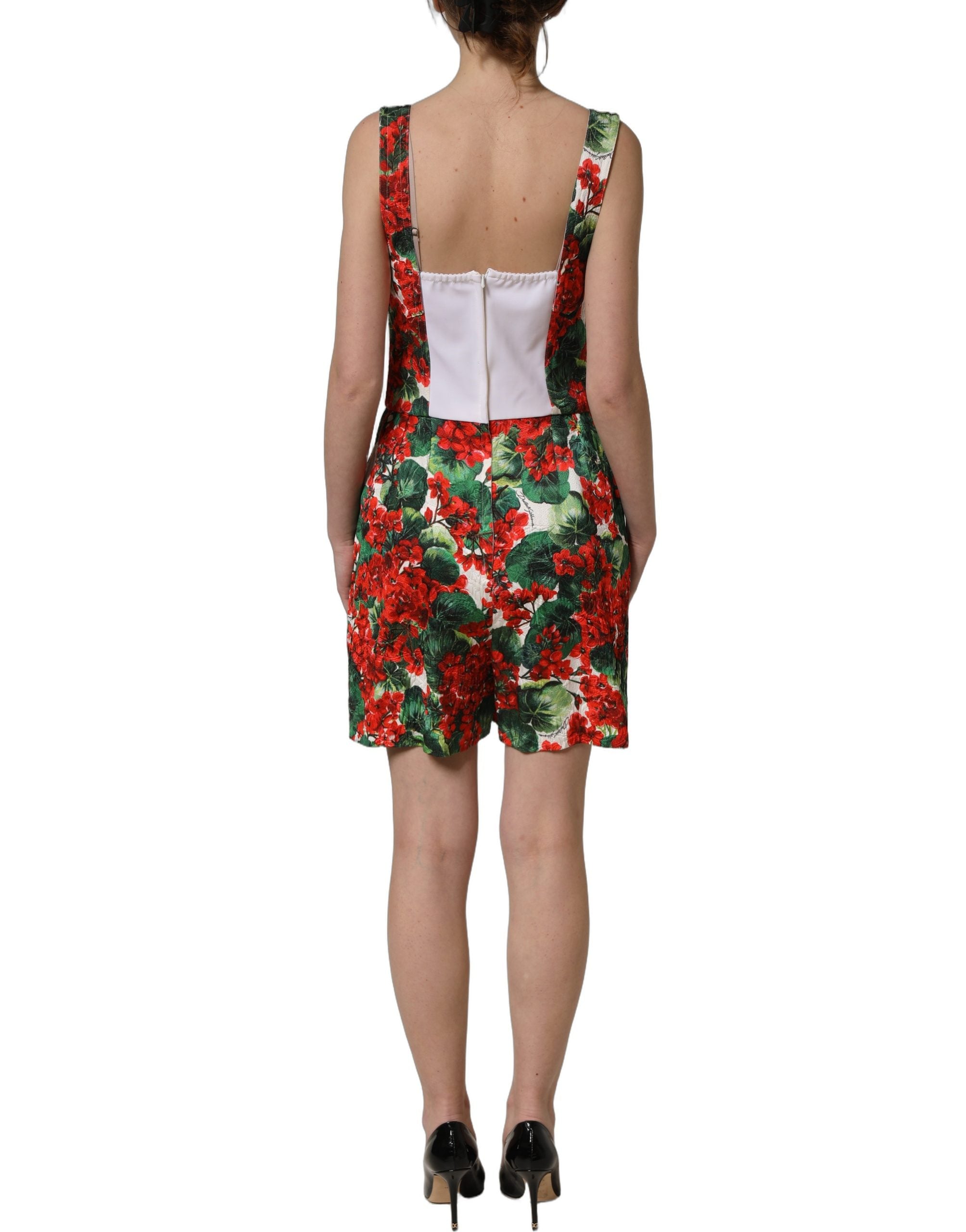 Dolce & Gabbana Multicolor Geranium Print A-line Mini Dress
