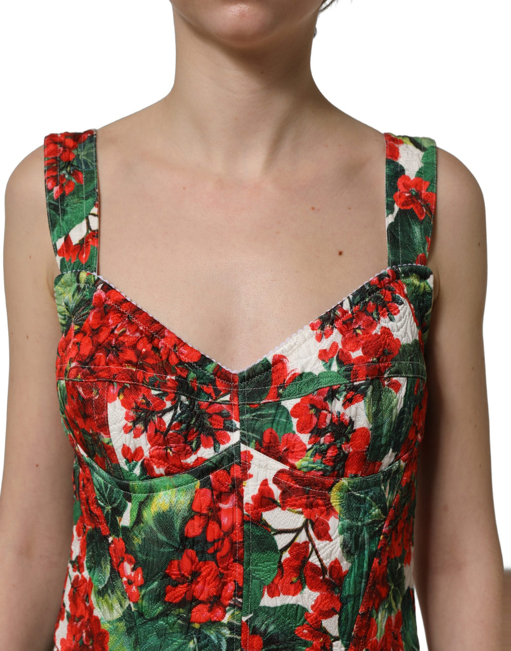Dolce & Gabbana Multicolor Geranium Print A-line Mini Dress