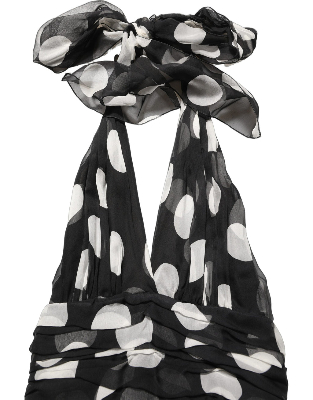 Dolce & Gabbana Black White Polka Dot Pleated Maxi Dress