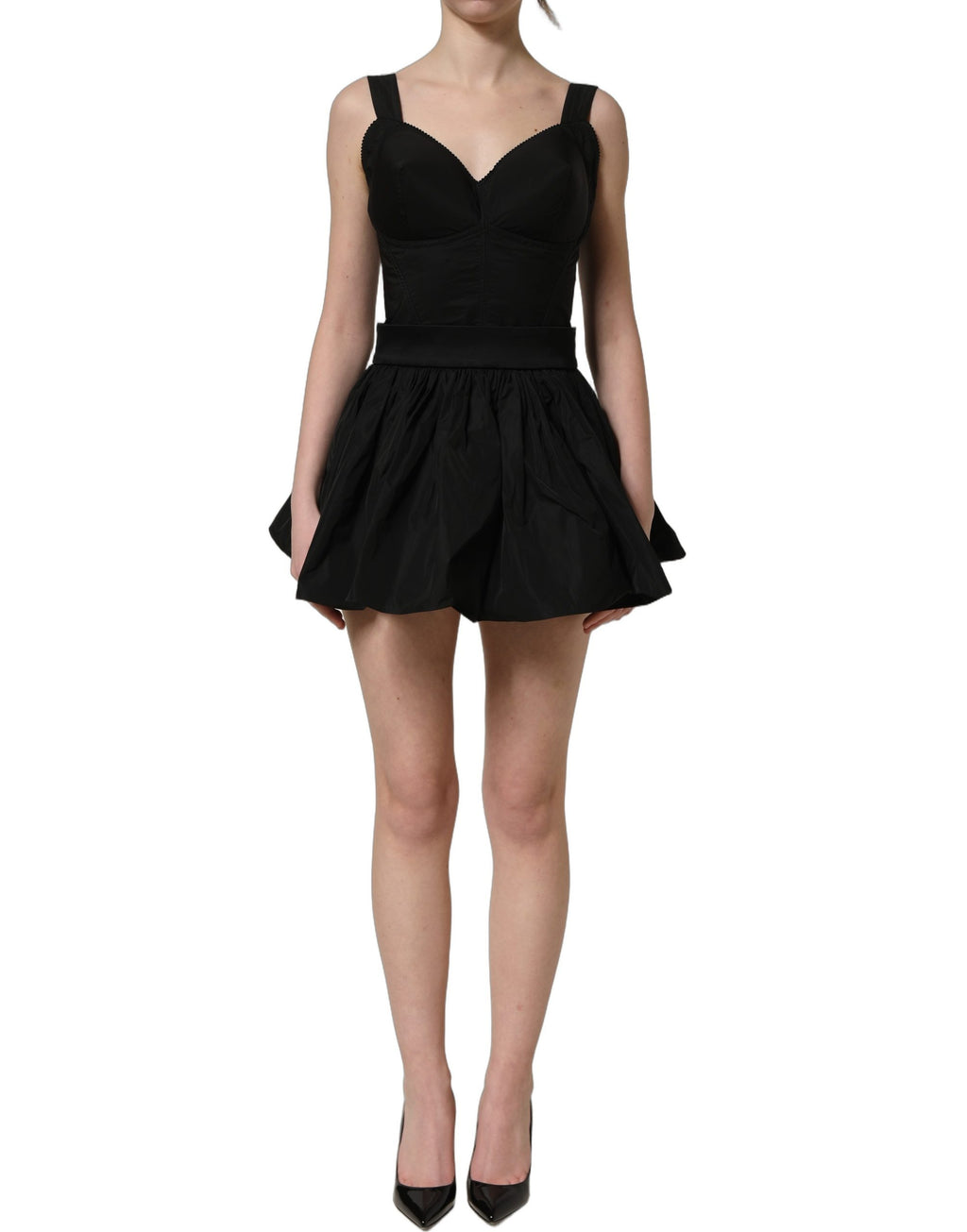 Dolce & Gabbana Black Nylon A-Line Sleeveless Mini Dress