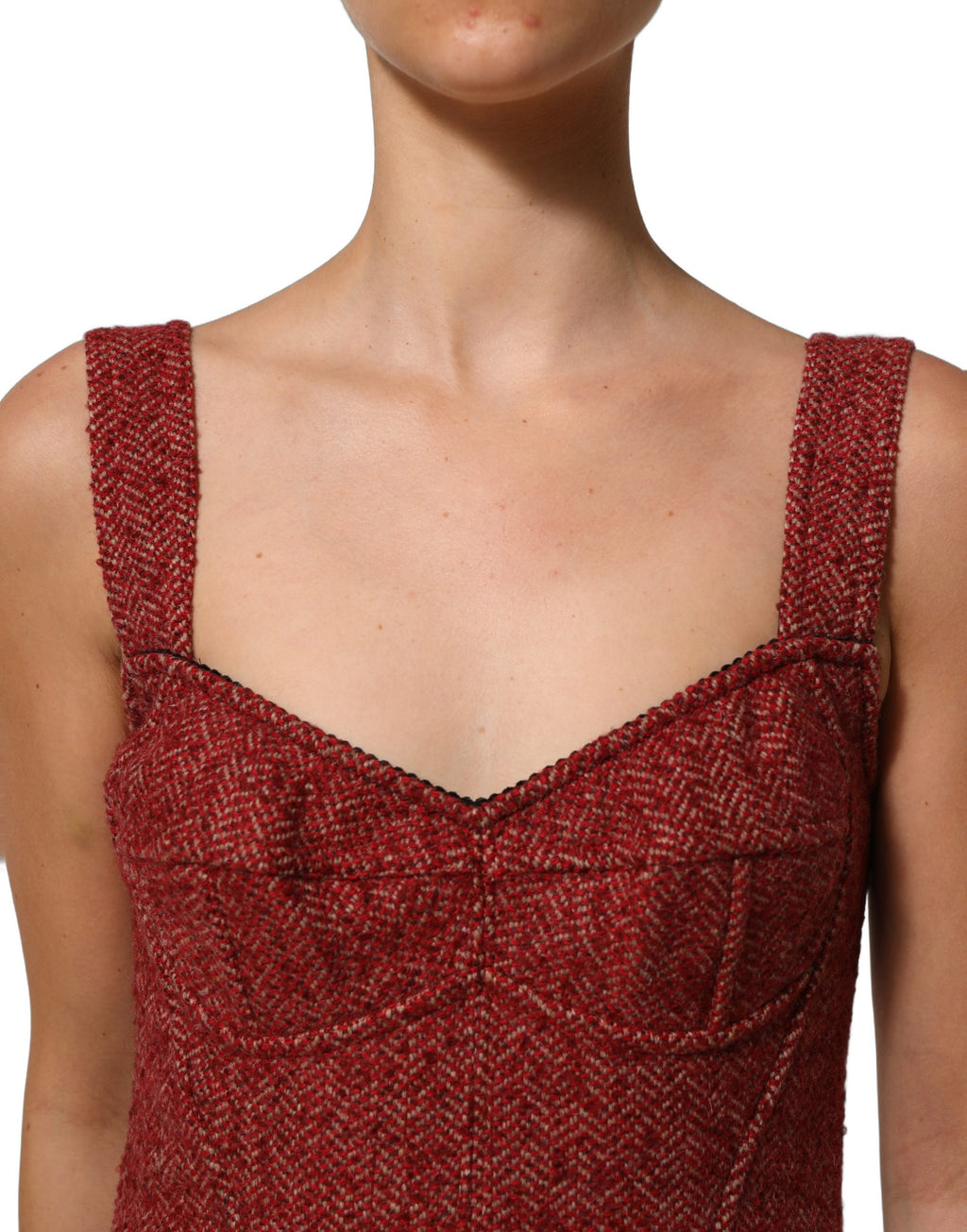 Dolce & Gabbana Multicolor Tweed Belted Babydoll Mini Dress