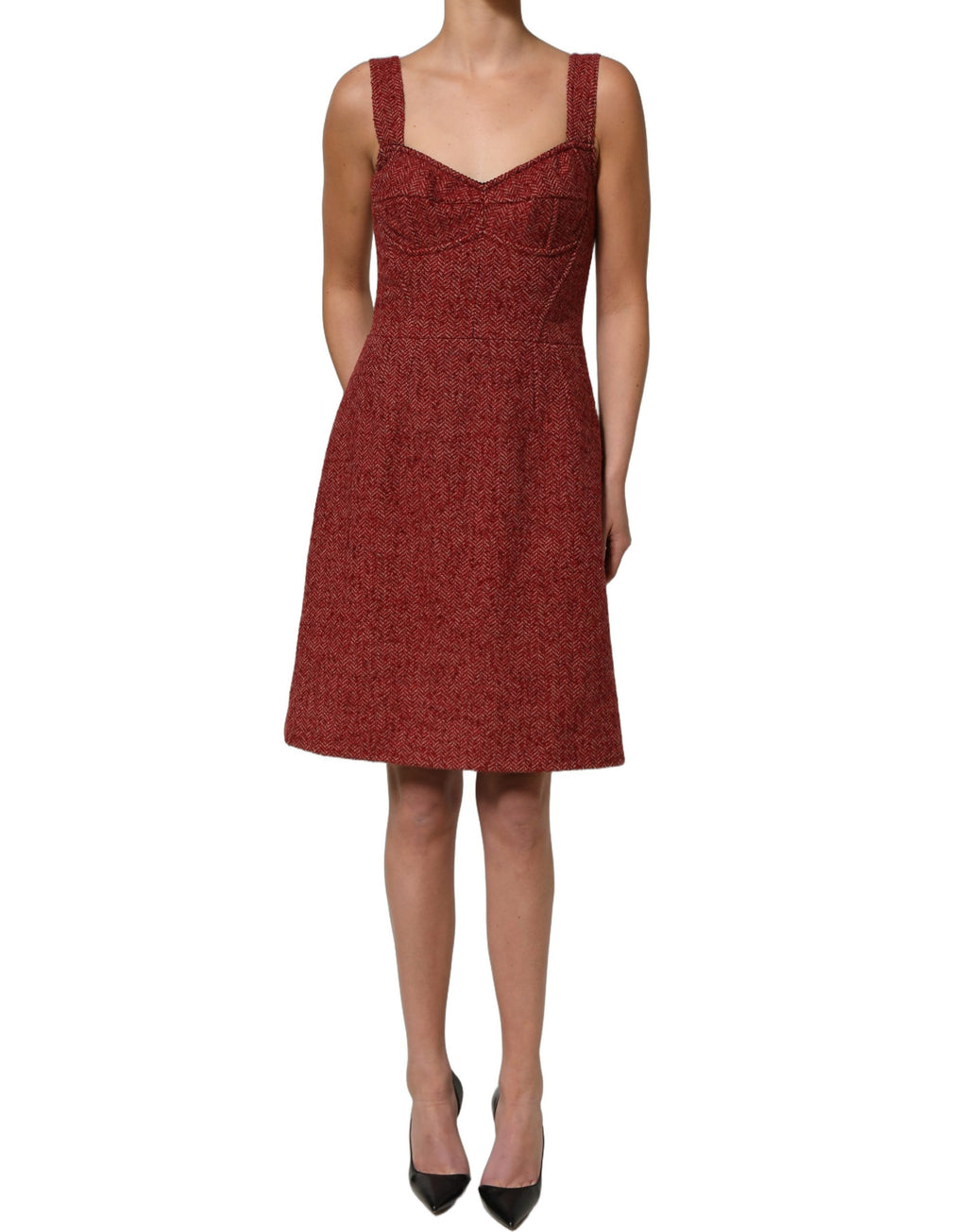 Dolce & Gabbana Multicolor Tweed Belted Babydoll Mini Dress