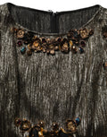 Dolce & Gabbana Metallic Gold Embellished Tiered Midi Dress
