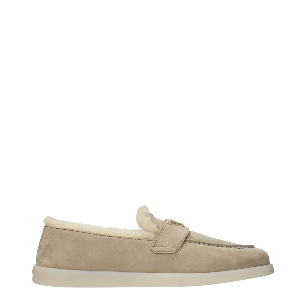 Prada Beige Leather Slip-On Loafers