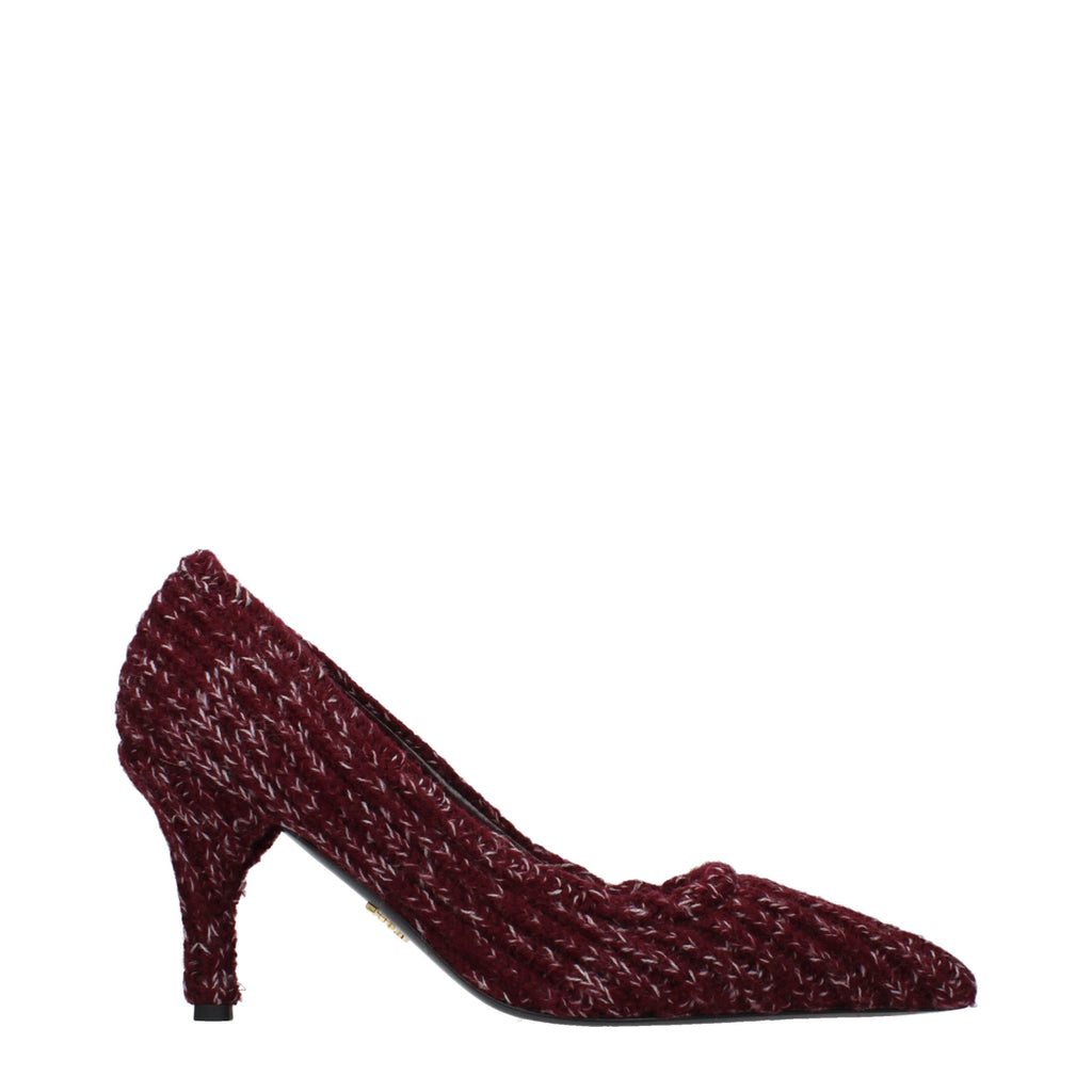 Prada Red Fabric Mid Heel Pumps