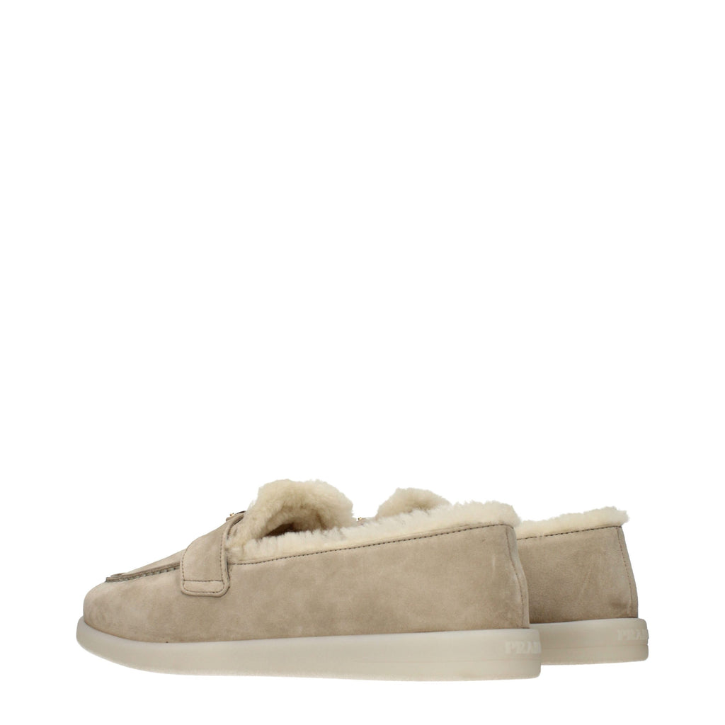 Prada Beige Leather Slip-On Loafers