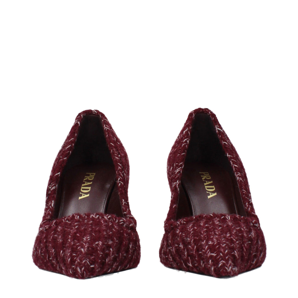 Prada Red Fabric Mid Heel Pumps
