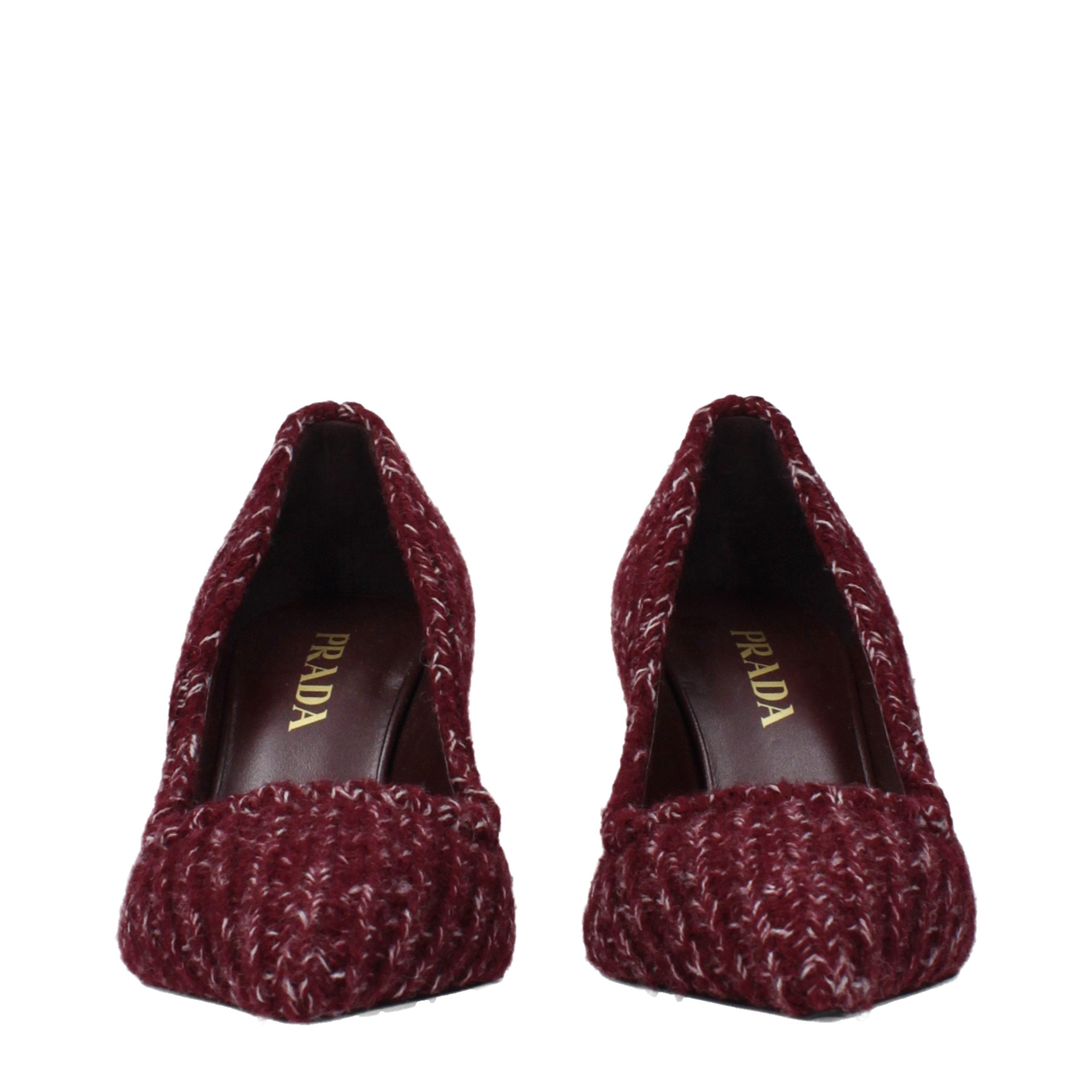 Prada Red Fabric Mid Heel Pumps
