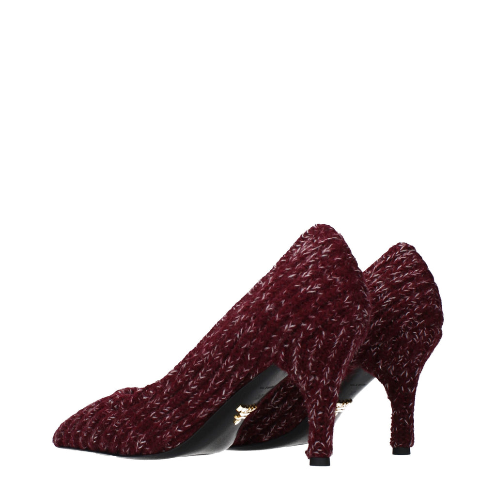 Prada Red Fabric Mid Heel Pumps