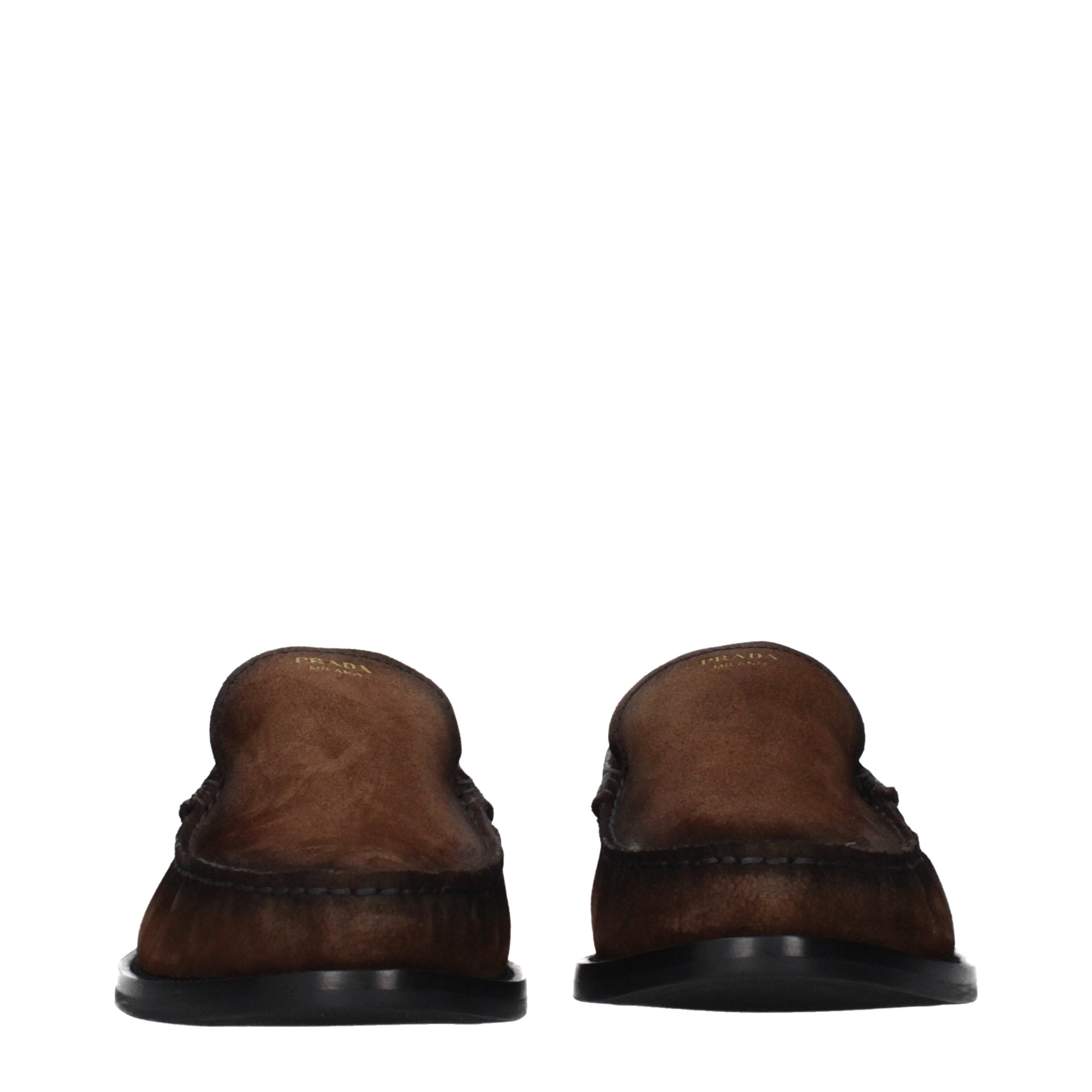 Prada Brown Leather Slip-On Loafers