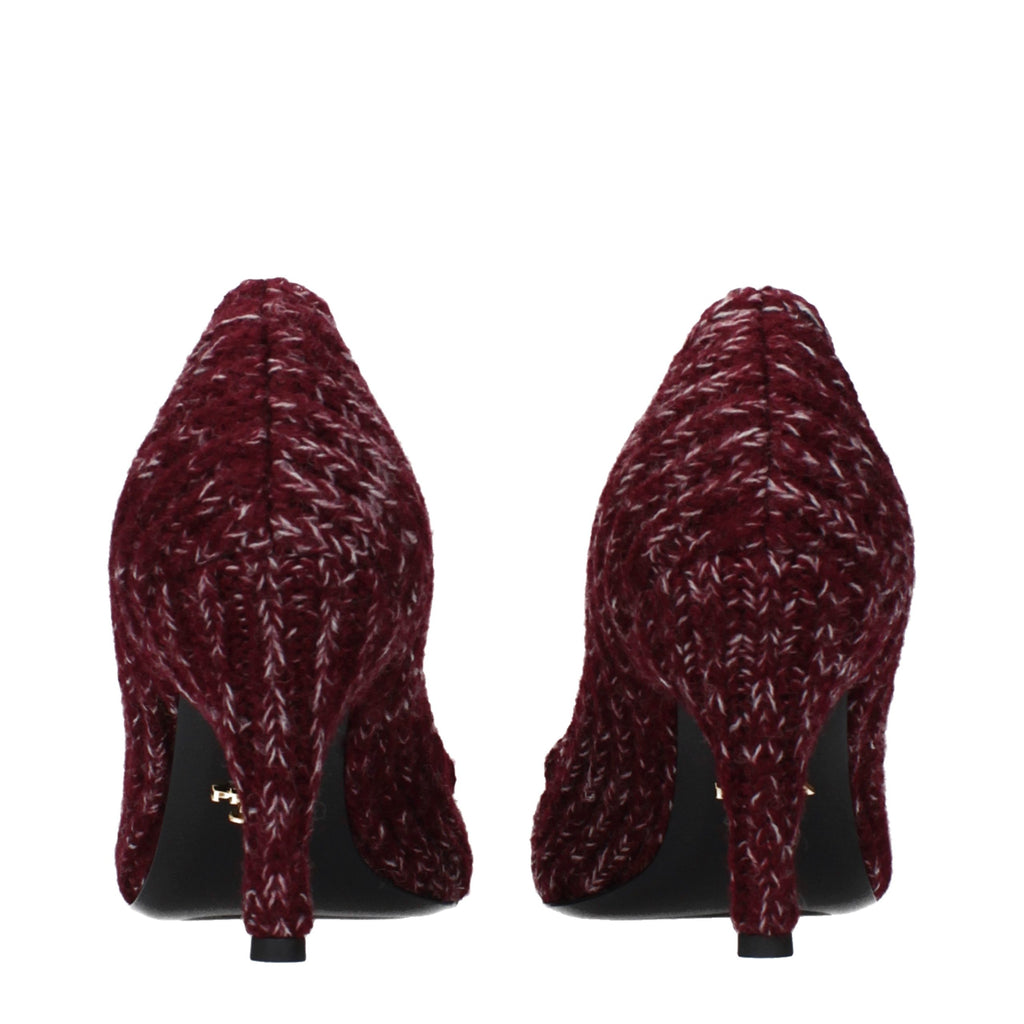 Prada Red Fabric Mid Heel Pumps