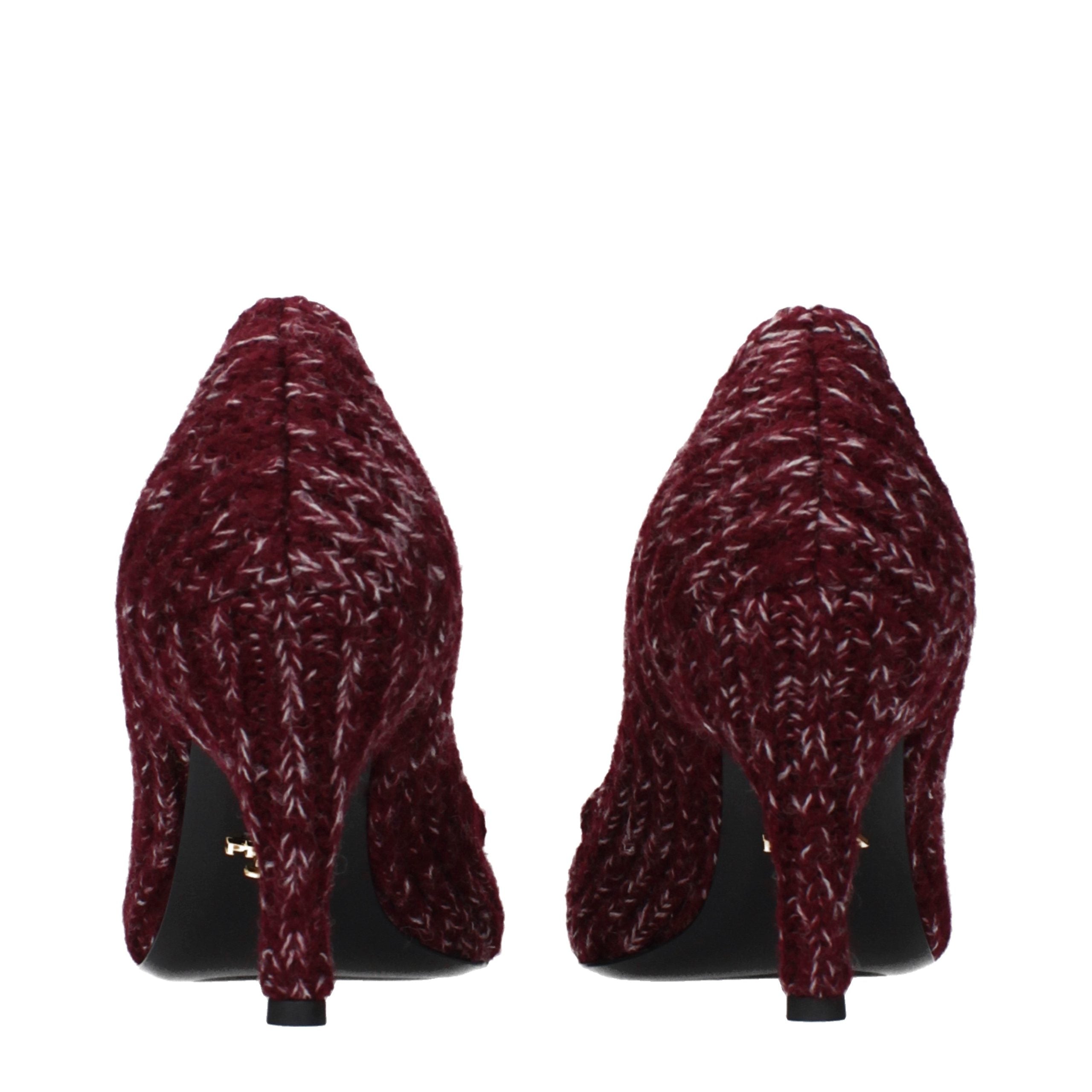 Prada Red Fabric Mid Heel Pumps