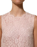 Dolce & Gabbana Pink Cotton Floral Lace Sleeveless Mini Dress