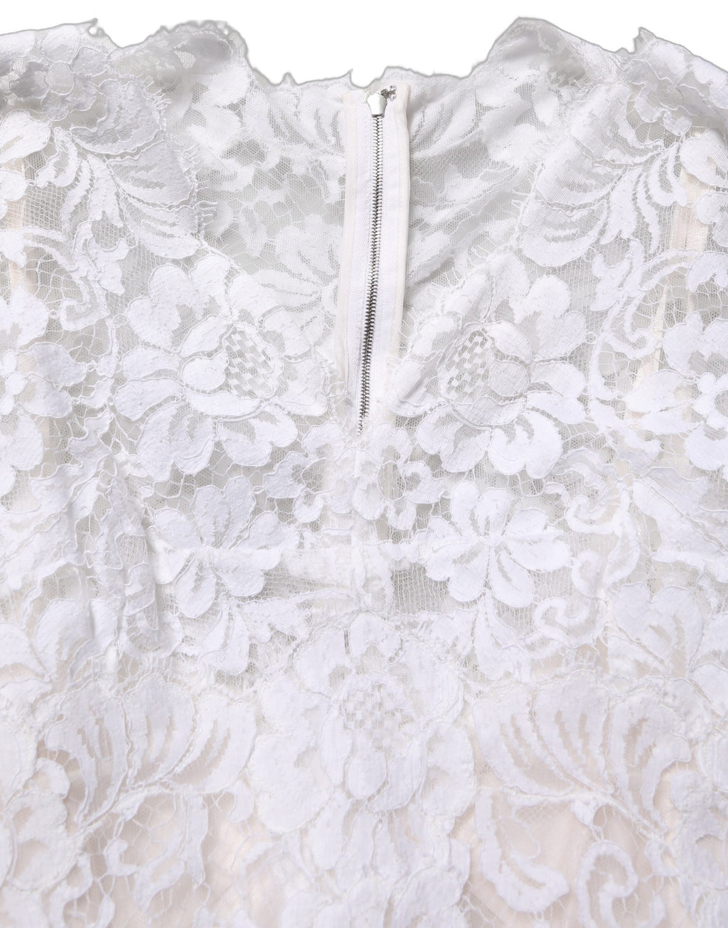 Dolce & Gabbana White Cotton Floral Lace Long Gown Dress