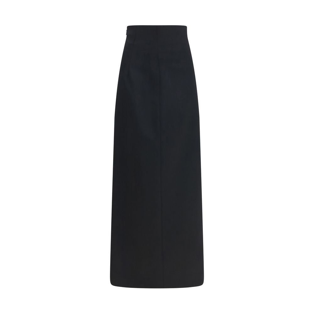 The Row Black Silk Long Skirt