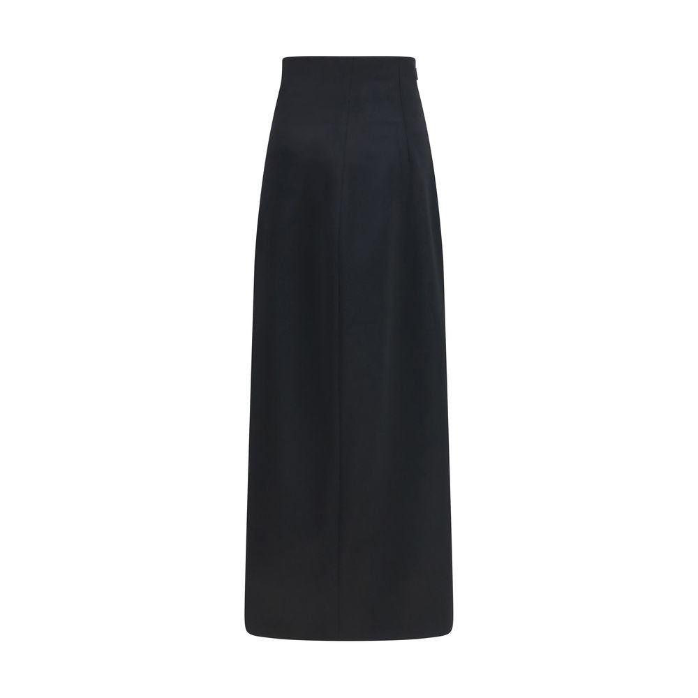 The Row Black Silk Long Skirt