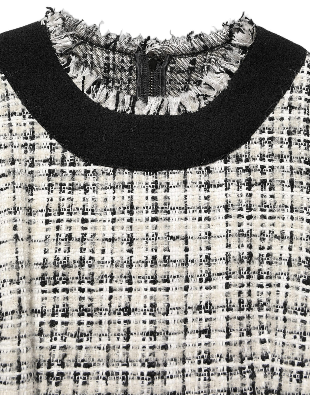 Dolce & Gabbana Multicolor Bouclé Tweed Frayed Trim Midi Dress