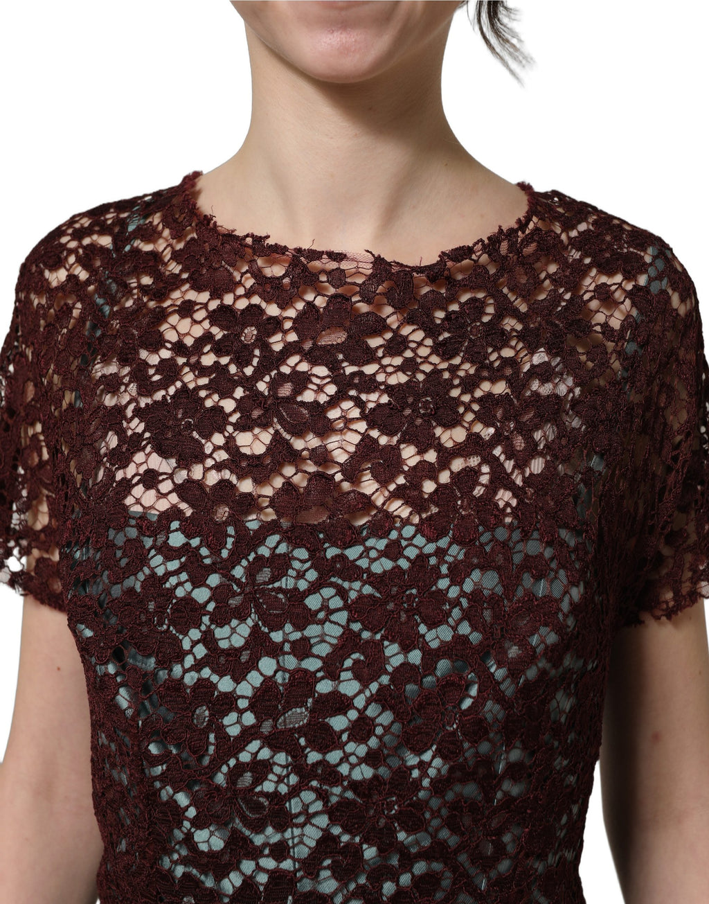 Dolce & Gabbana Multicolor Floral Lace Taffeta Pleated Midi Dress