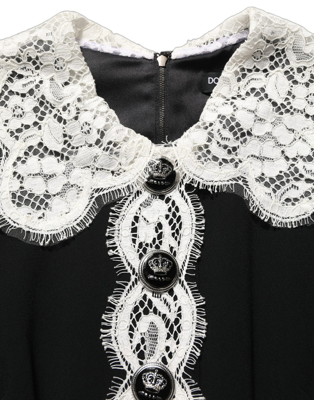 Dolce & Gabbana Black Lace Detailing Long Sleeves Midi Dress